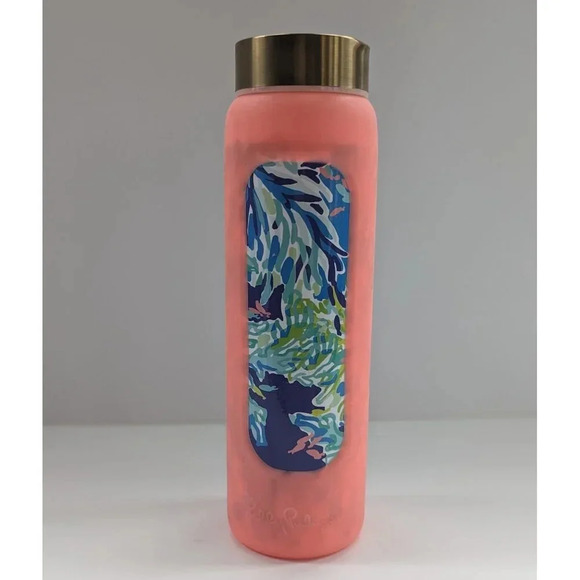 Lilly Pulitzer Other - Lilly Pulitzer Coral Glass Water Bottle with Lid Reusable